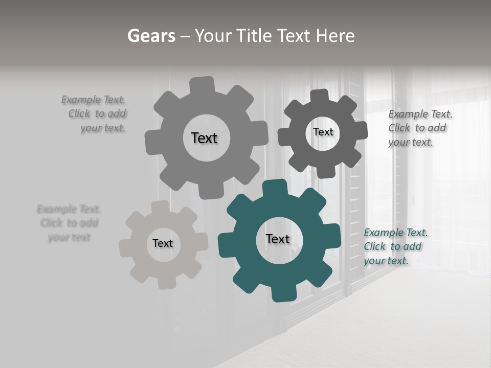 A Black And White Photo Of A Room With Glass Doors PowerPoint Template