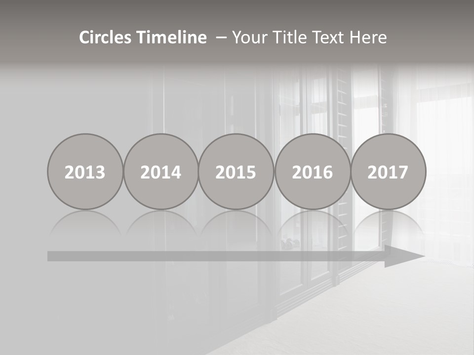 A Black And White Photo Of A Room With Glass Doors PowerPoint Template