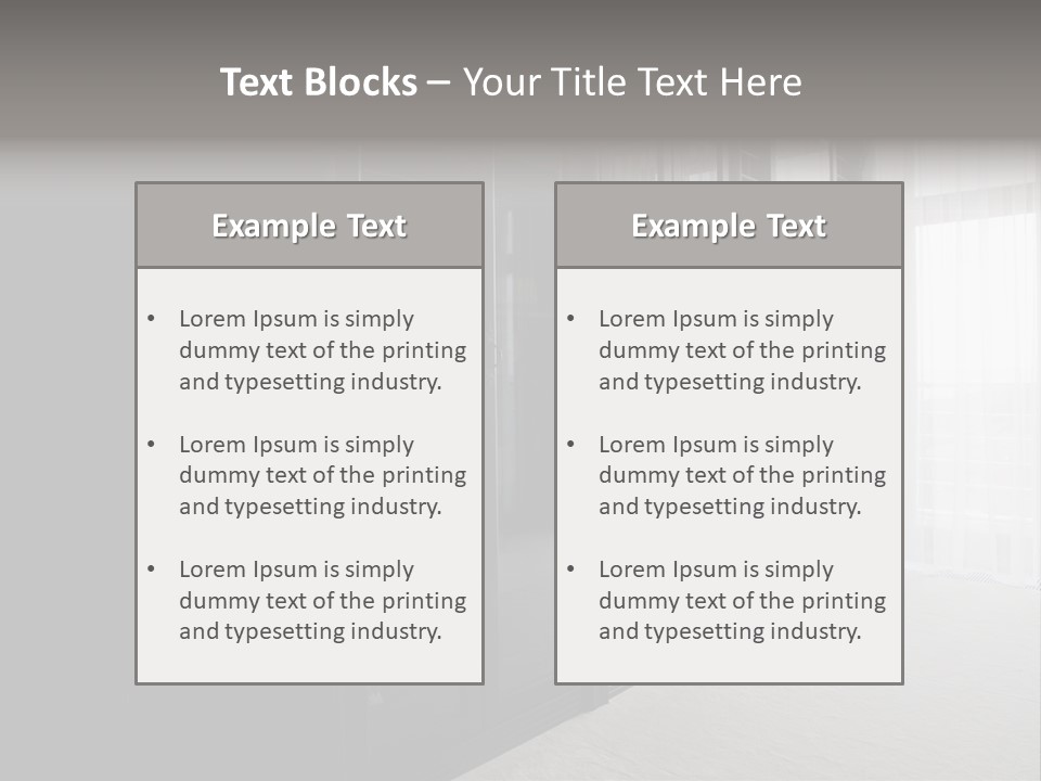 A Black And White Photo Of A Room With Glass Doors PowerPoint Template