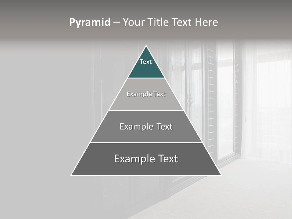 A Black And White Photo Of A Room With Glass Doors PowerPoint Template