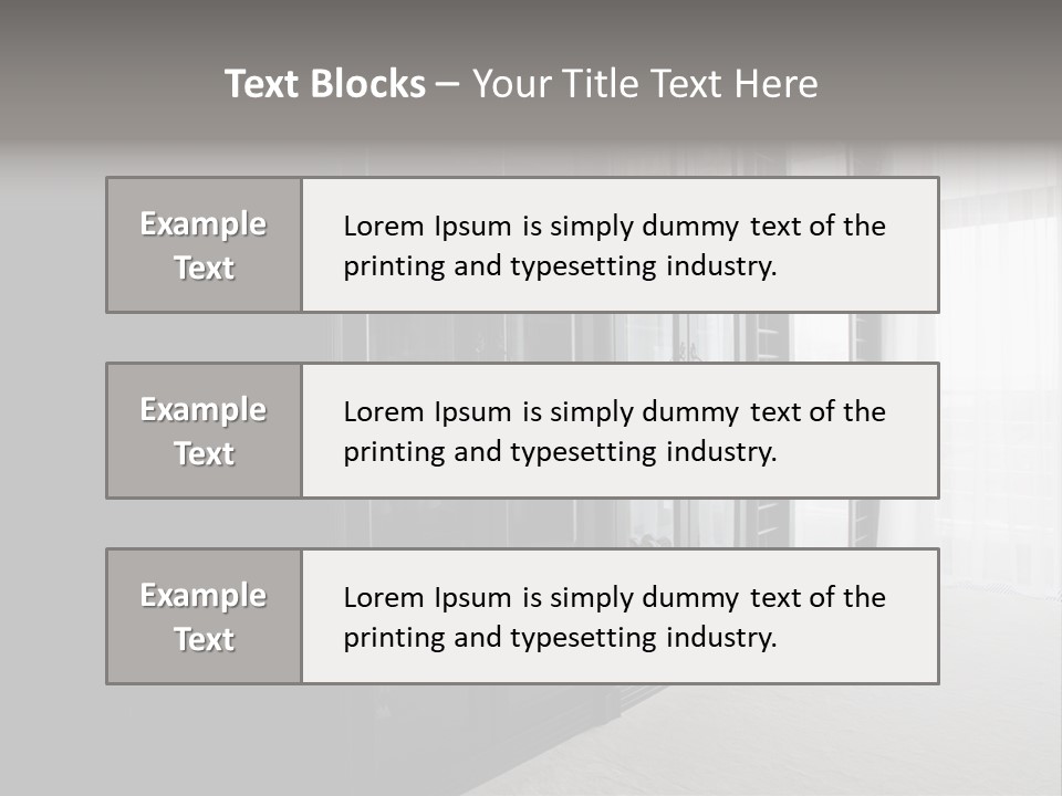A Black And White Photo Of A Room With Glass Doors PowerPoint Template