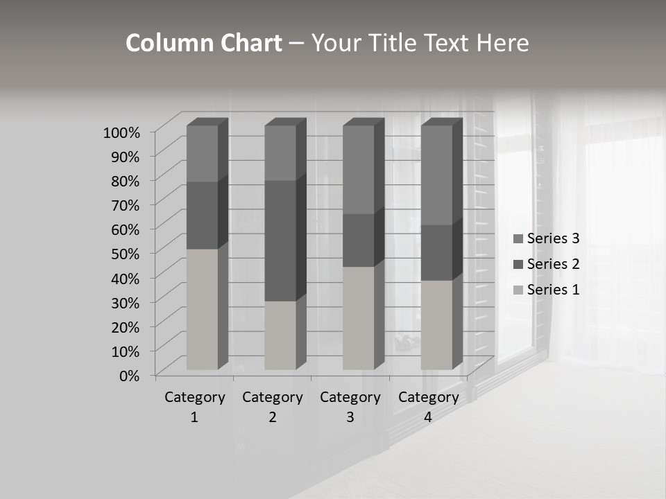 A Black And White Photo Of A Room With Glass Doors PowerPoint Template