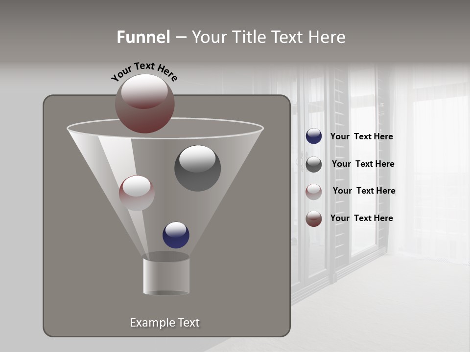 A Black And White Photo Of A Room With Glass Doors PowerPoint Template