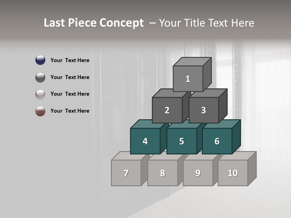 A Black And White Photo Of A Room With Glass Doors PowerPoint Template