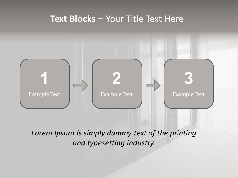 A Black And White Photo Of A Room With Glass Doors PowerPoint Template