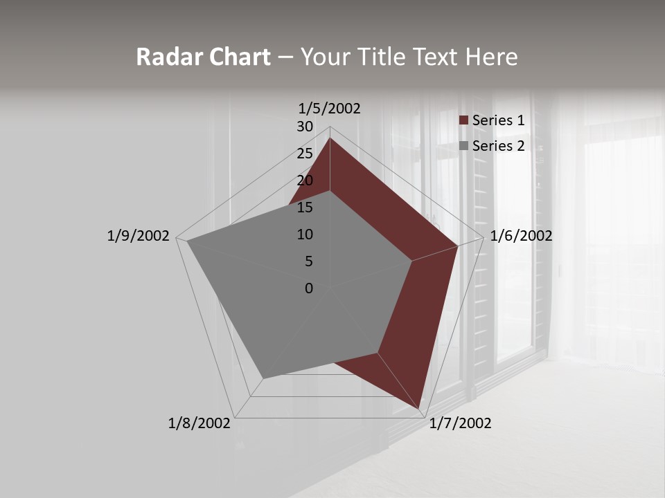 A Black And White Photo Of A Room With Glass Doors PowerPoint Template