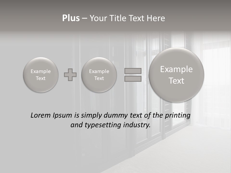 A Black And White Photo Of A Room With Glass Doors PowerPoint Template