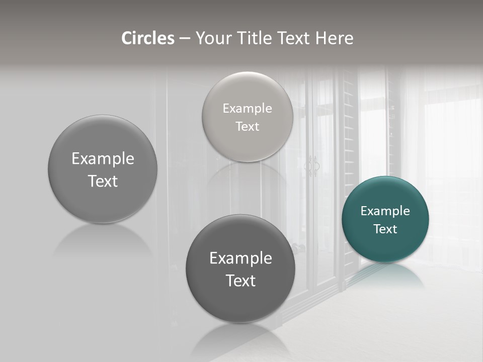 A Black And White Photo Of A Room With Glass Doors PowerPoint Template