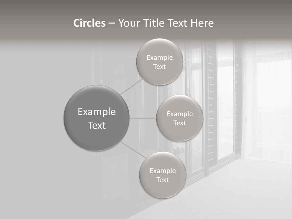 A Black And White Photo Of A Room With Glass Doors PowerPoint Template