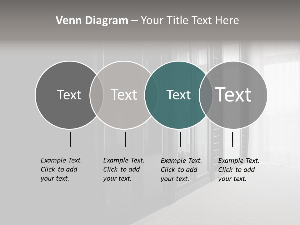 A Black And White Photo Of A Room With Glass Doors PowerPoint Template
