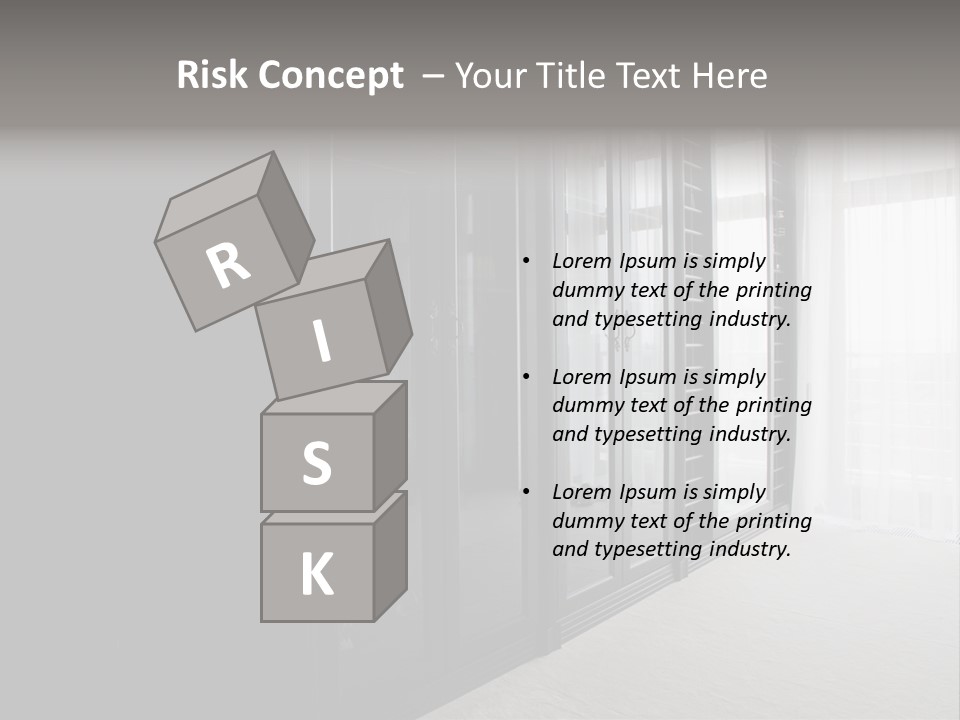 A Black And White Photo Of A Room With Glass Doors PowerPoint Template