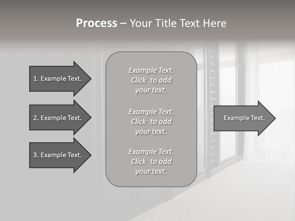 A Black And White Photo Of A Room With Glass Doors PowerPoint Template