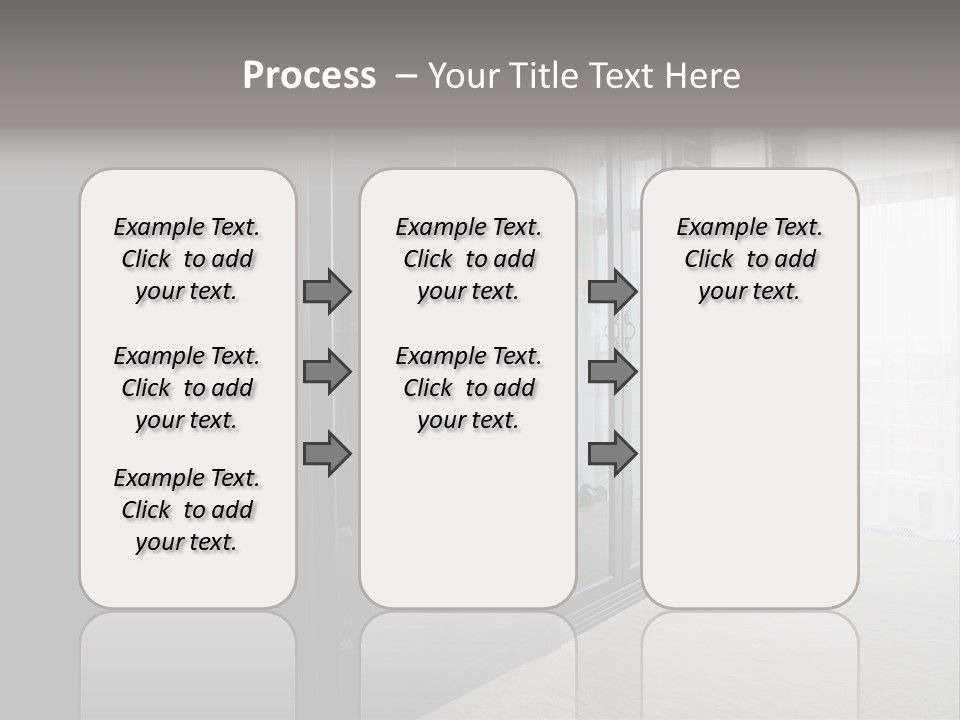 A Black And White Photo Of A Room With Glass Doors PowerPoint Template
