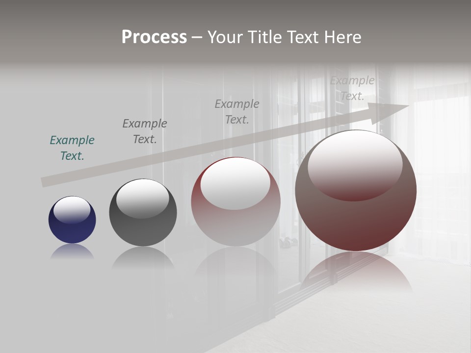 A Black And White Photo Of A Room With Glass Doors PowerPoint Template