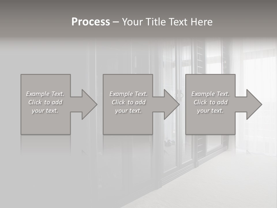 A Black And White Photo Of A Room With Glass Doors PowerPoint Template