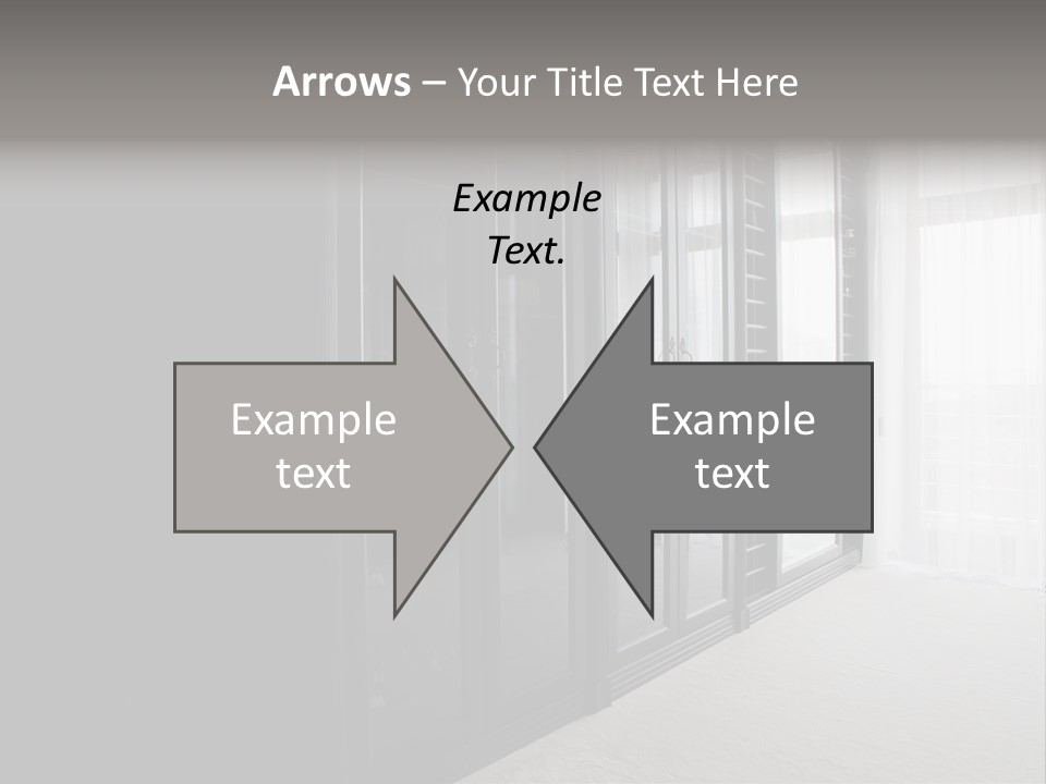 A Black And White Photo Of A Room With Glass Doors PowerPoint Template