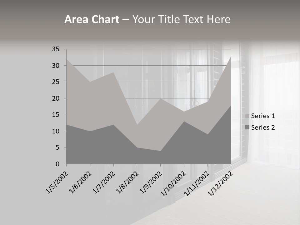 A Black And White Photo Of A Room With Glass Doors PowerPoint Template