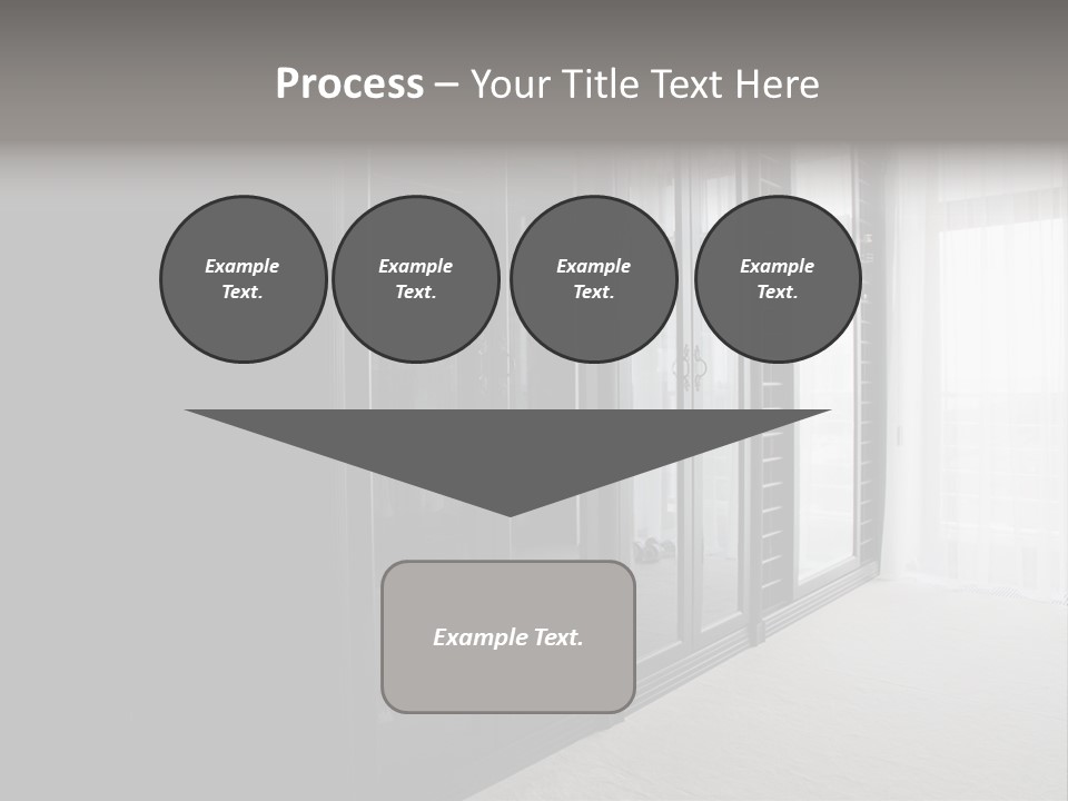 A Black And White Photo Of A Room With Glass Doors PowerPoint Template