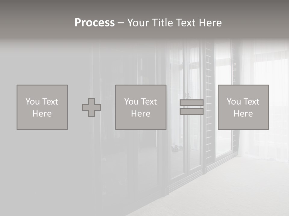 A Black And White Photo Of A Room With Glass Doors PowerPoint Template