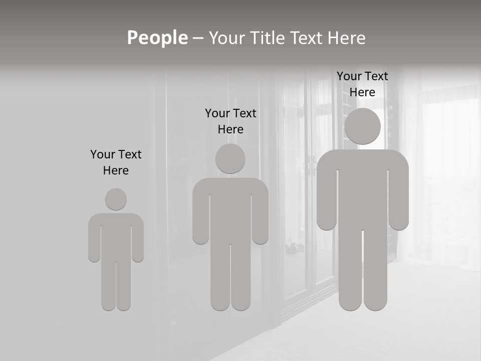 A Black And White Photo Of A Room With Glass Doors PowerPoint Template