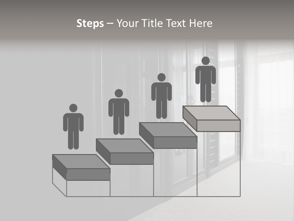 A Black And White Photo Of A Room With Glass Doors PowerPoint Template