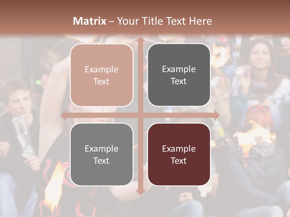 A Group Of People Sitting On Steps With Torches In Their Hands PowerPoint Template