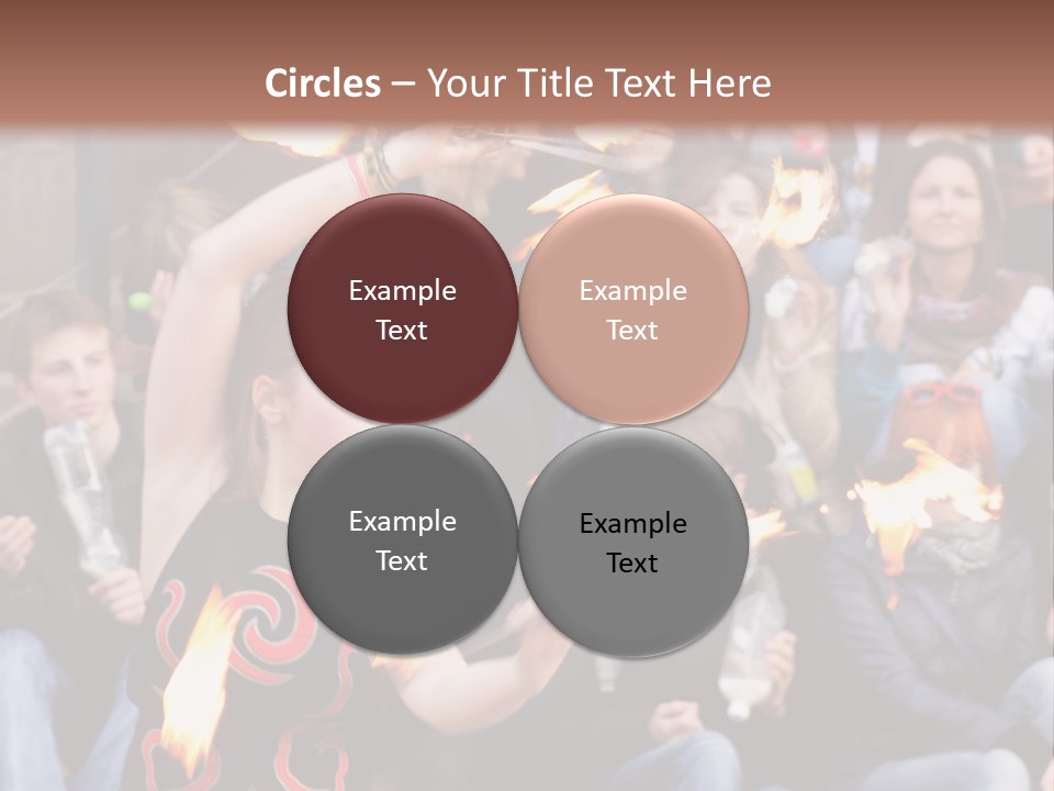 A Group Of People Sitting On Steps With Torches In Their Hands PowerPoint Template