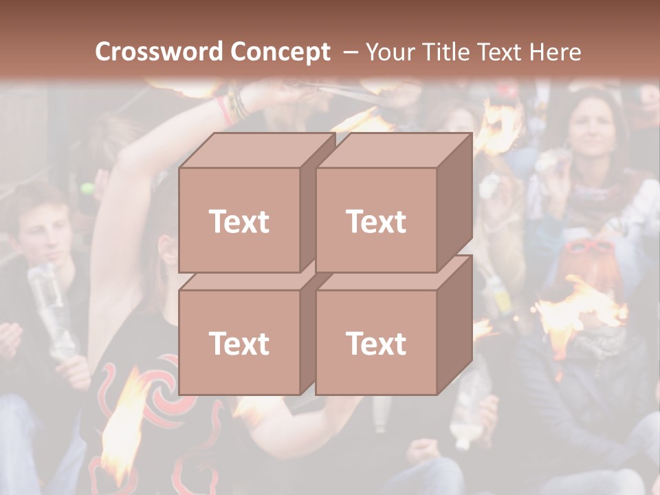 A Group Of People Sitting On Steps With Torches In Their Hands PowerPoint Template