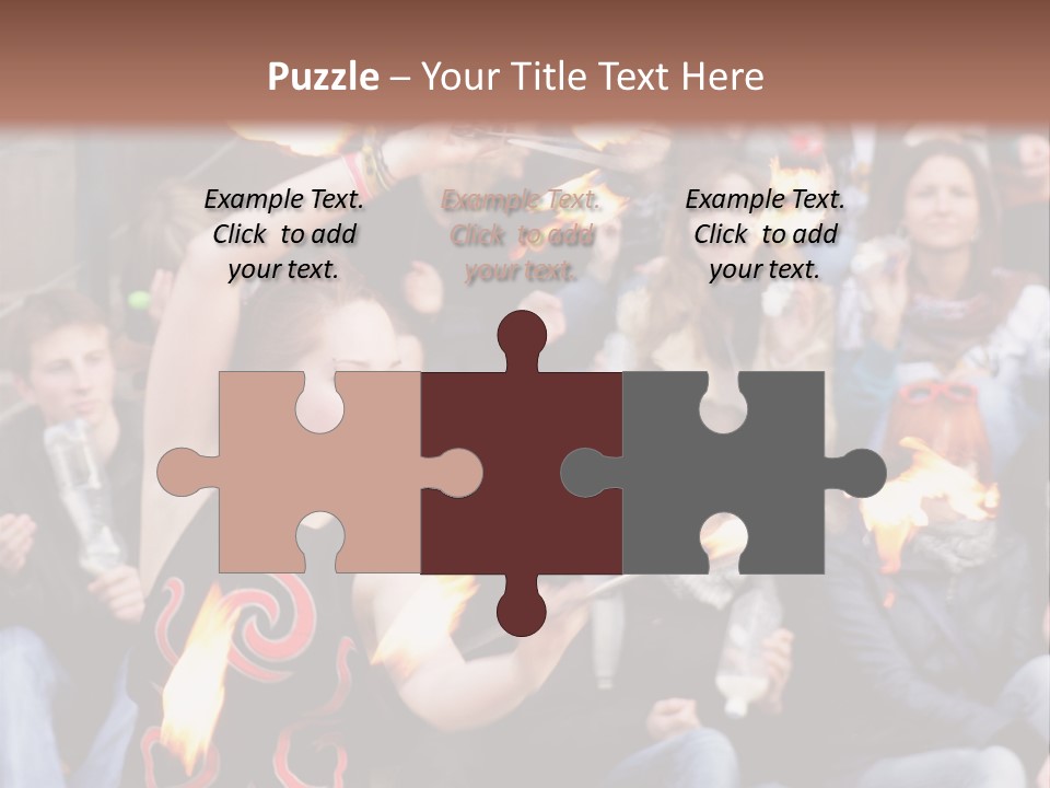 A Group Of People Sitting On Steps With Torches In Their Hands PowerPoint Template