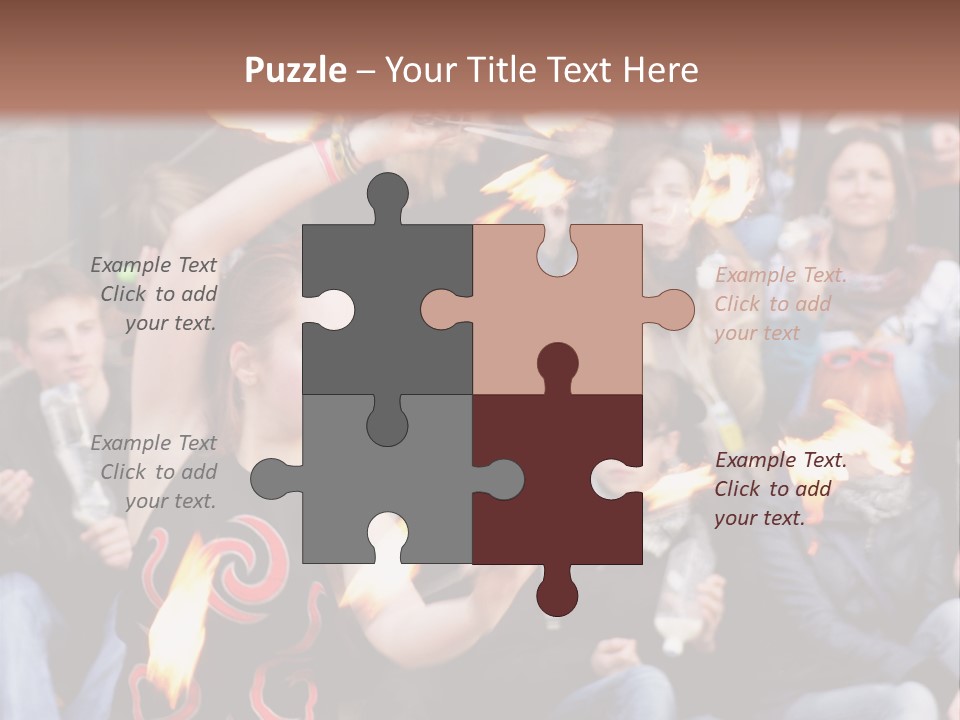 A Group Of People Sitting On Steps With Torches In Their Hands PowerPoint Template