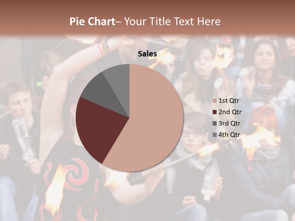 A Group Of People Sitting On Steps With Torches In Their Hands PowerPoint Template
