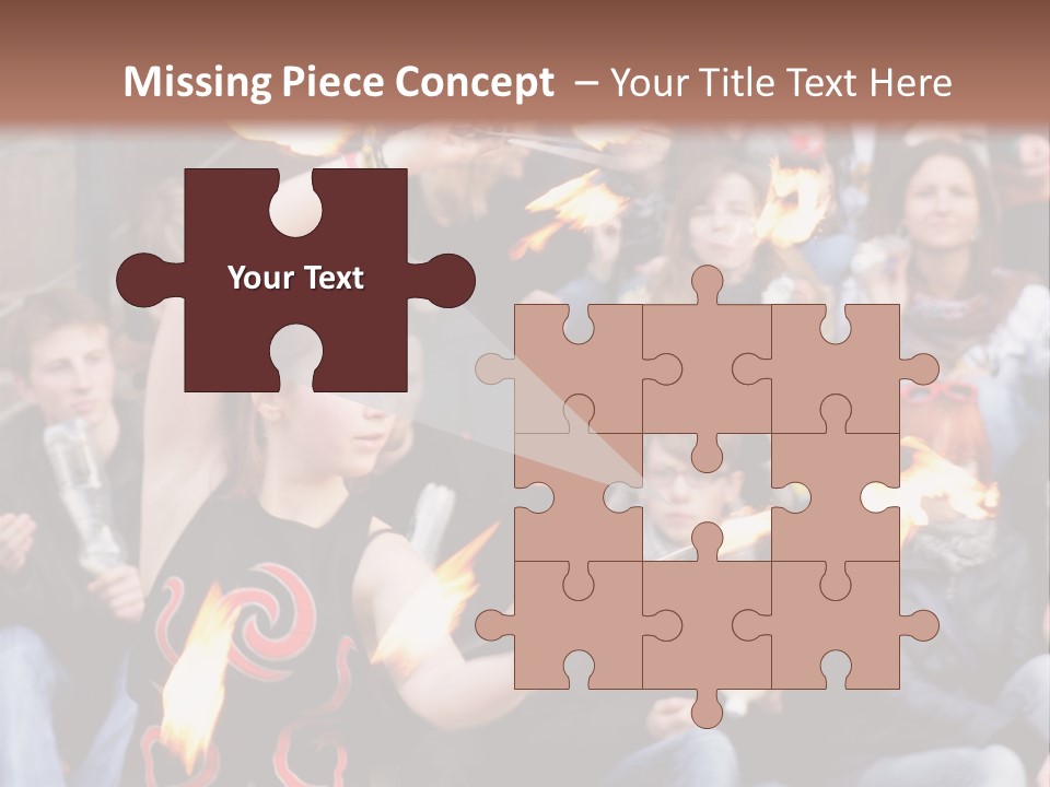 A Group Of People Sitting On Steps With Torches In Their Hands PowerPoint Template