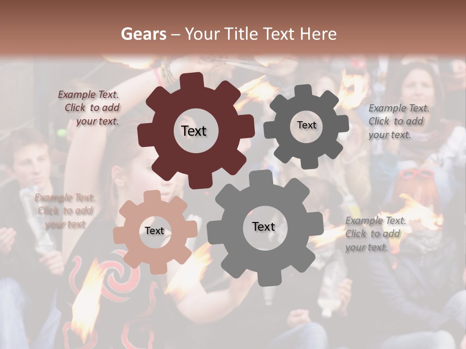 A Group Of People Sitting On Steps With Torches In Their Hands PowerPoint Template