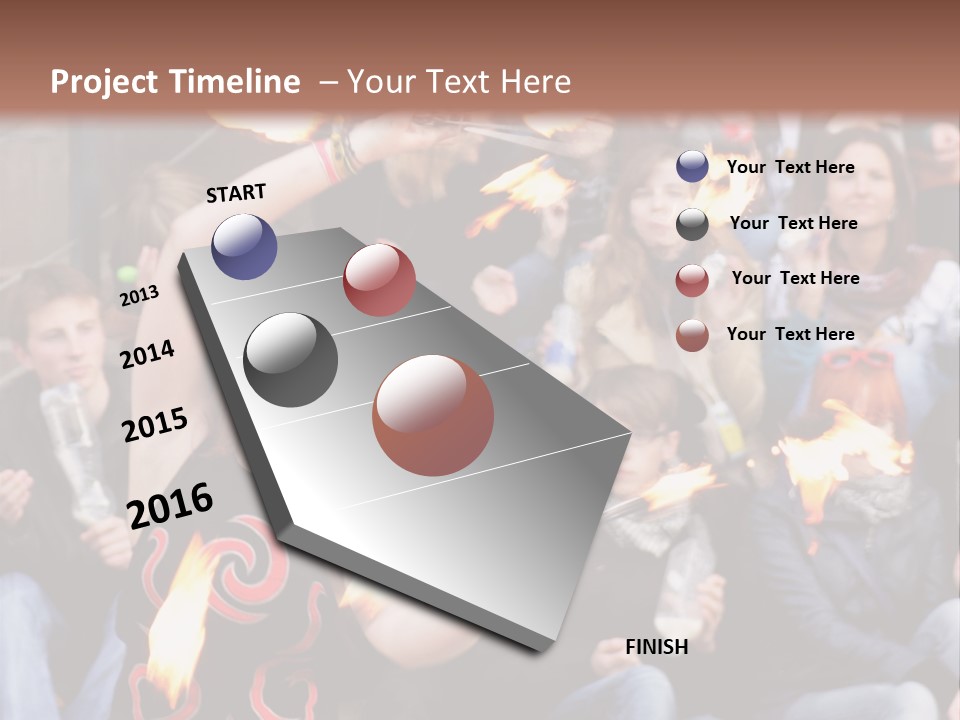 A Group Of People Sitting On Steps With Torches In Their Hands PowerPoint Template