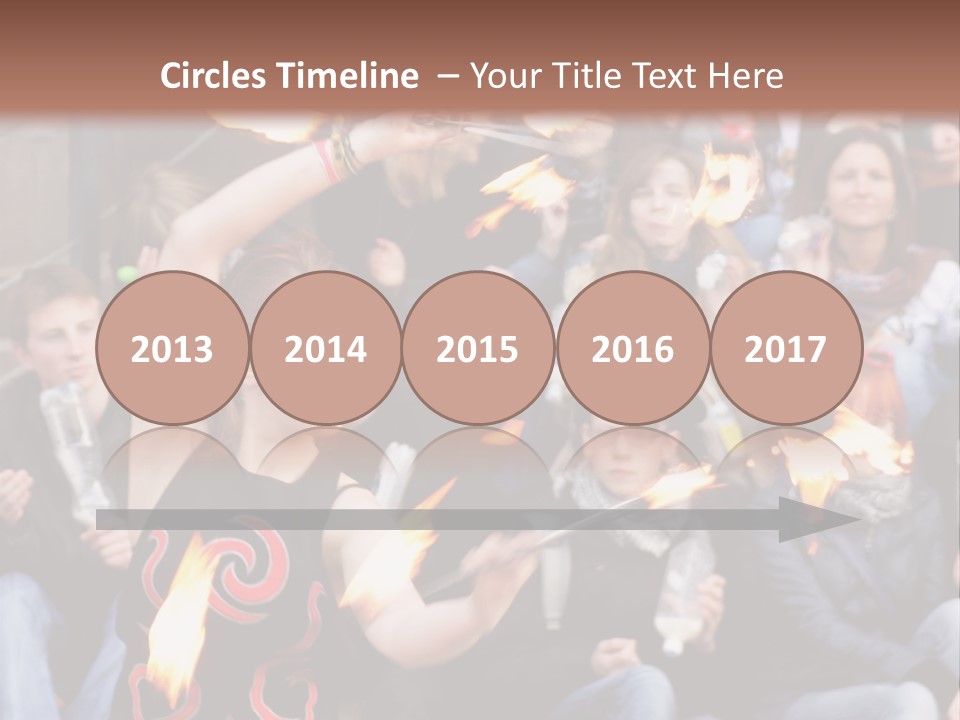 A Group Of People Sitting On Steps With Torches In Their Hands PowerPoint Template