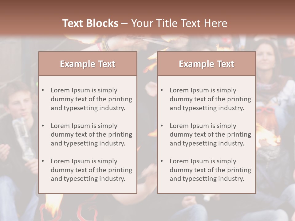 A Group Of People Sitting On Steps With Torches In Their Hands PowerPoint Template