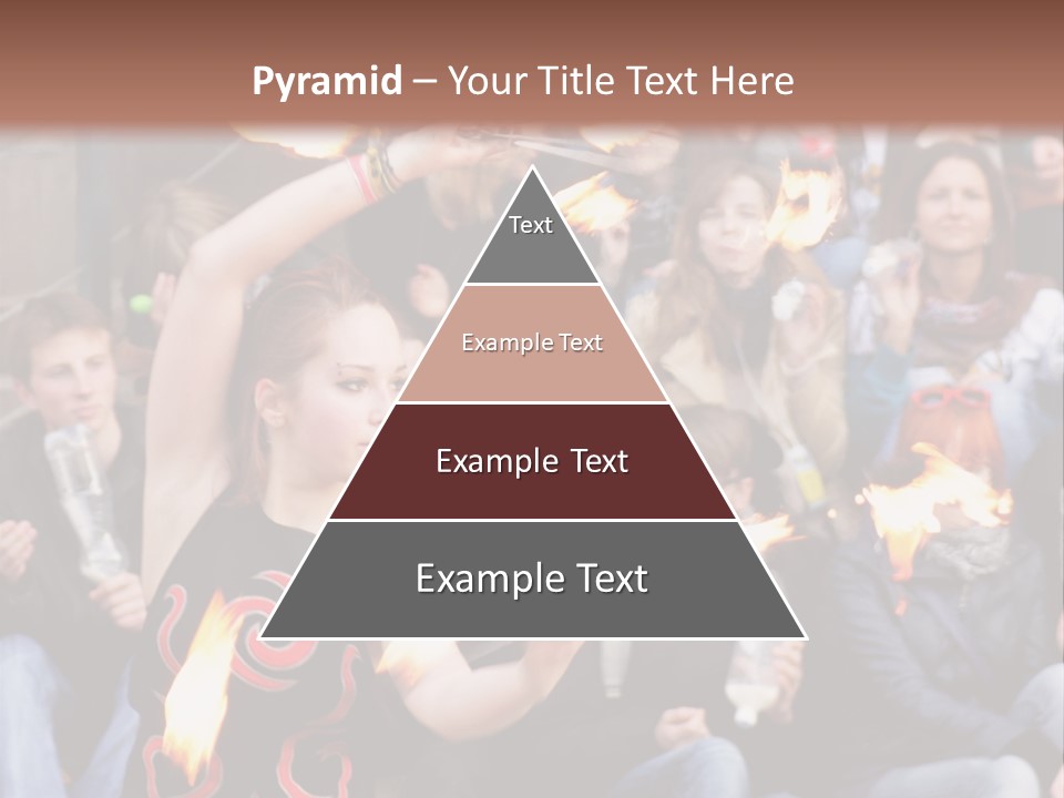 A Group Of People Sitting On Steps With Torches In Their Hands PowerPoint Template