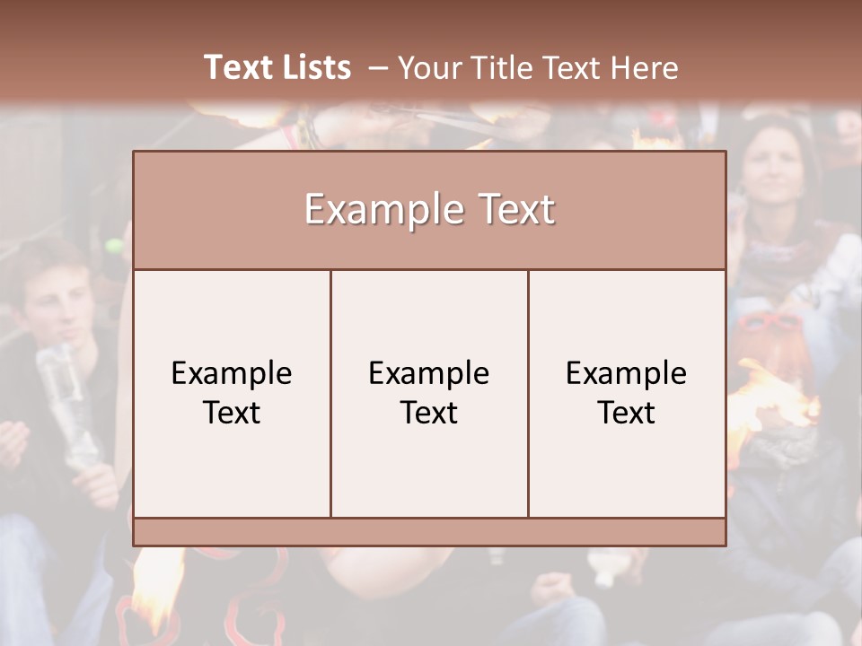 A Group Of People Sitting On Steps With Torches In Their Hands PowerPoint Template