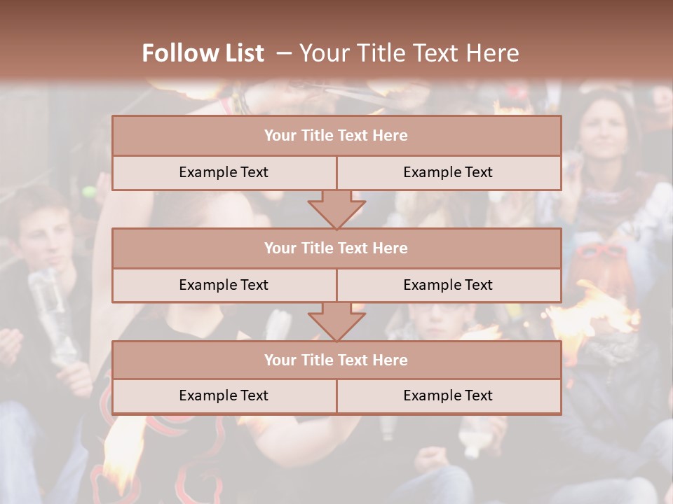 A Group Of People Sitting On Steps With Torches In Their Hands PowerPoint Template