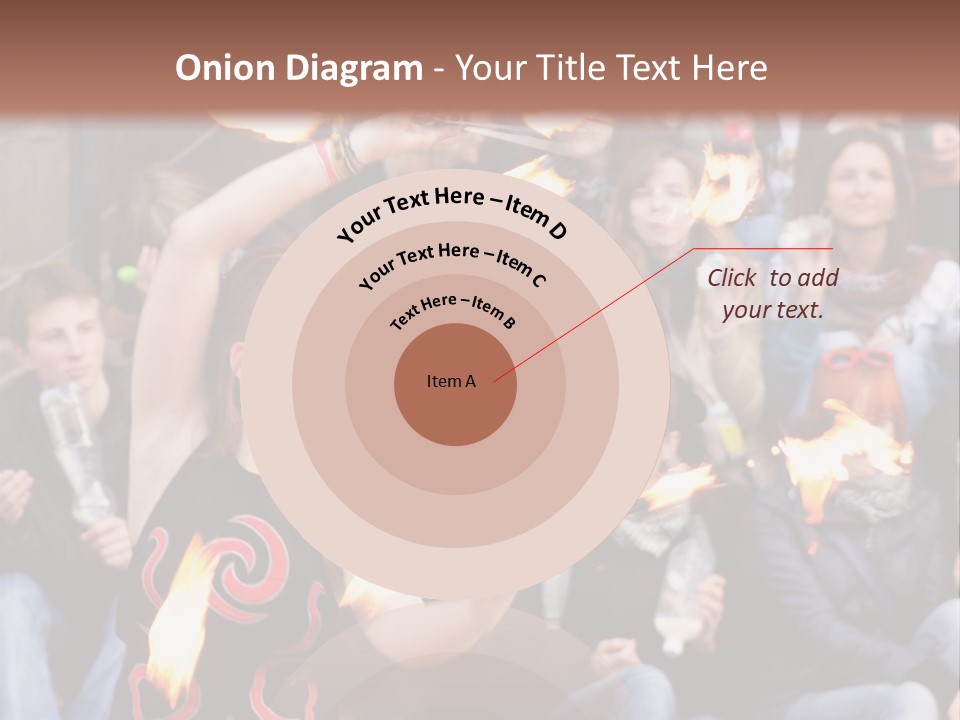 A Group Of People Sitting On Steps With Torches In Their Hands PowerPoint Template