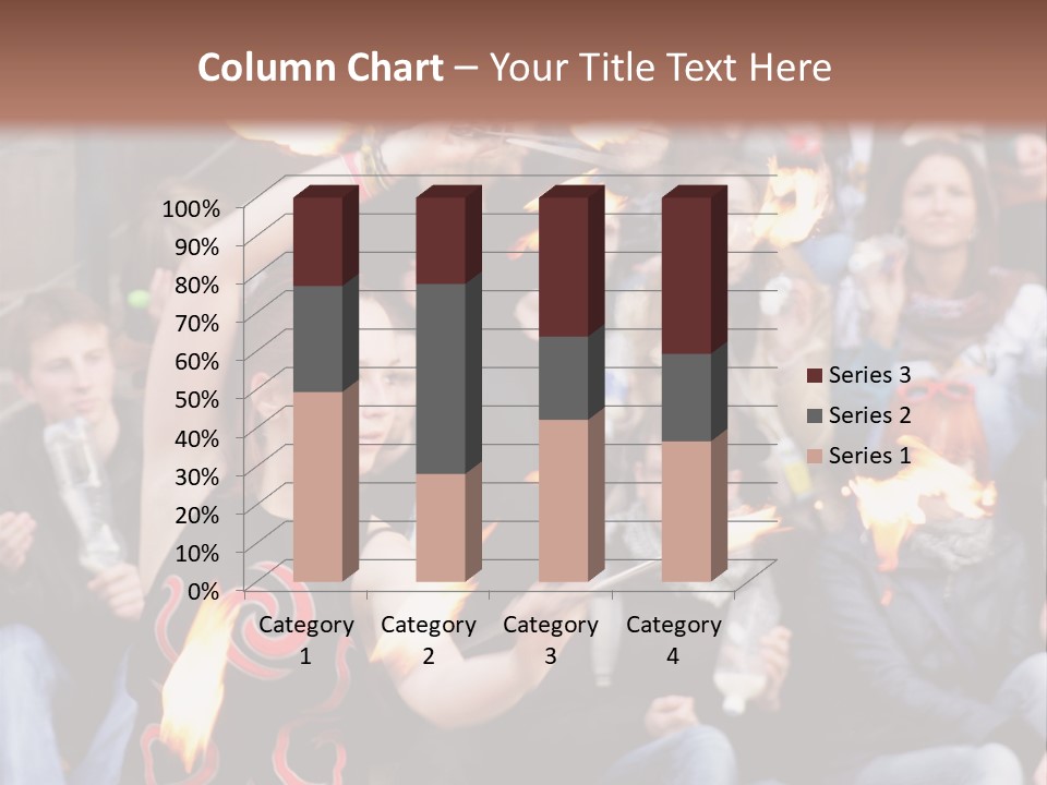 A Group Of People Sitting On Steps With Torches In Their Hands PowerPoint Template