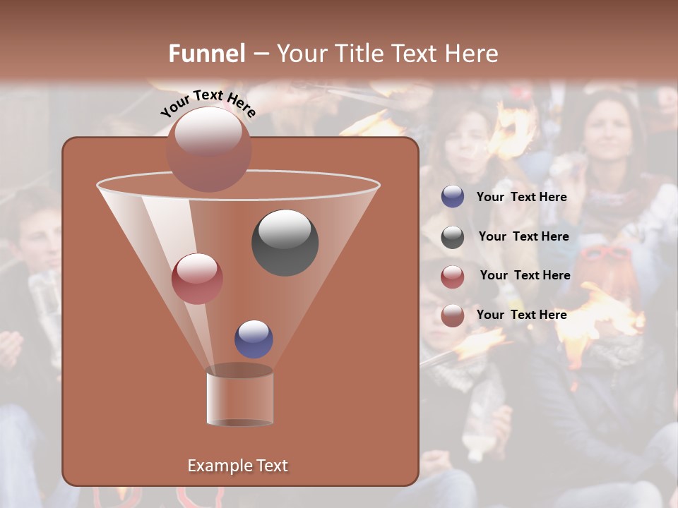 A Group Of People Sitting On Steps With Torches In Their Hands PowerPoint Template