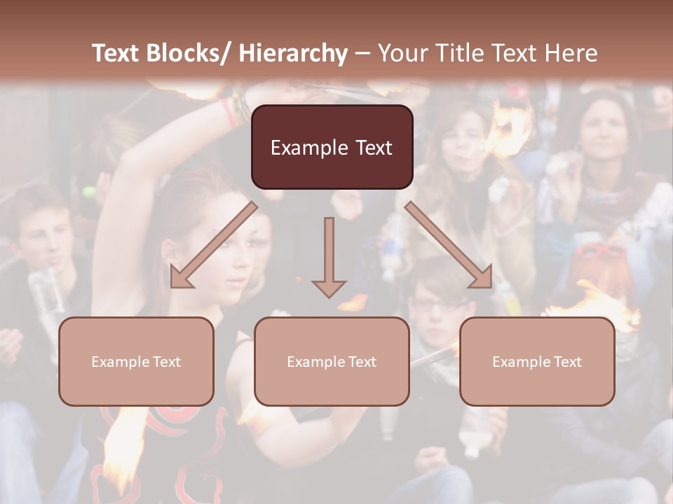 A Group Of People Sitting On Steps With Torches In Their Hands PowerPoint Template