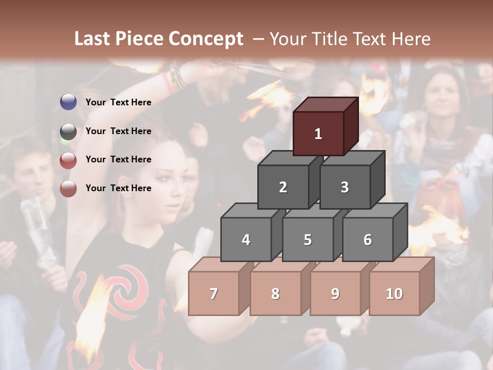 A Group Of People Sitting On Steps With Torches In Their Hands PowerPoint Template