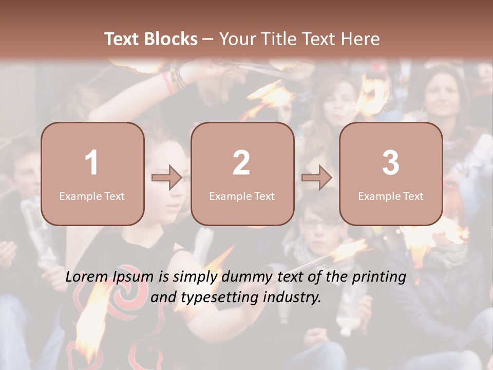 A Group Of People Sitting On Steps With Torches In Their Hands PowerPoint Template