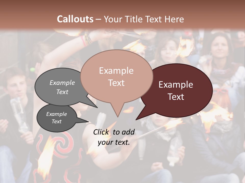 A Group Of People Sitting On Steps With Torches In Their Hands PowerPoint Template