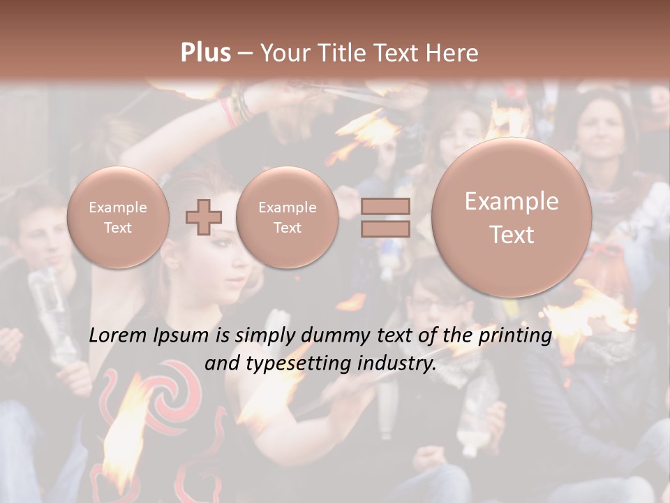 A Group Of People Sitting On Steps With Torches In Their Hands PowerPoint Template