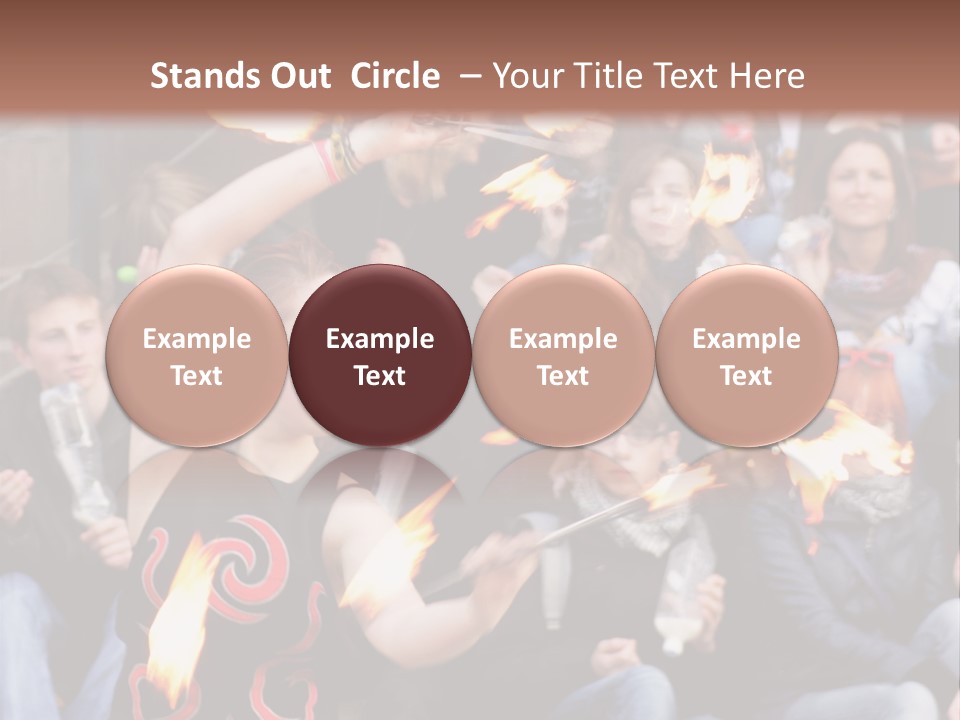A Group Of People Sitting On Steps With Torches In Their Hands PowerPoint Template