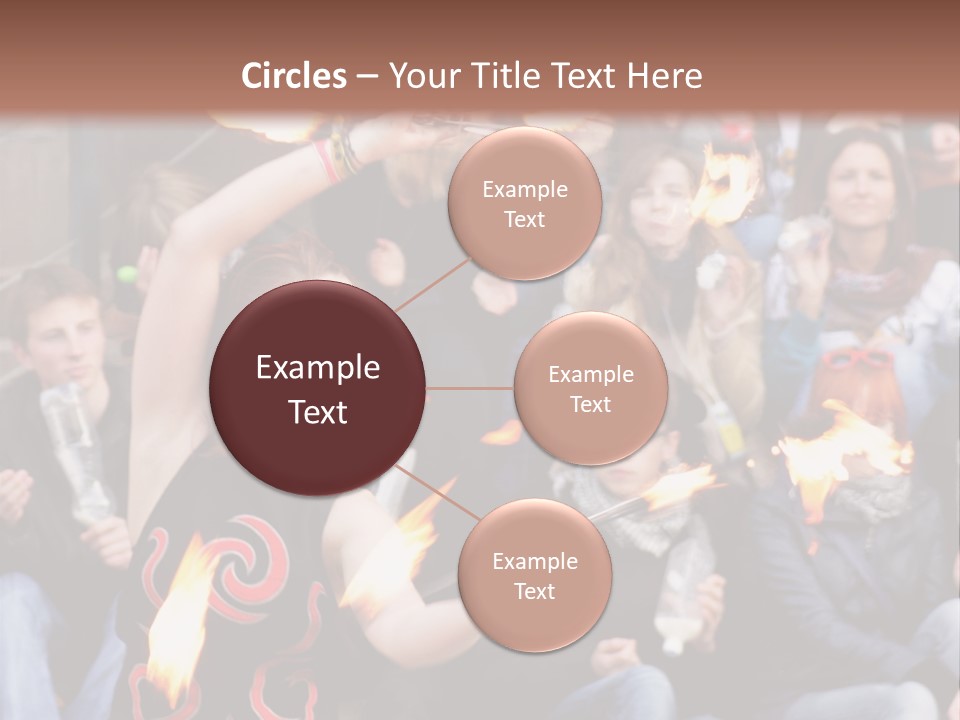 A Group Of People Sitting On Steps With Torches In Their Hands PowerPoint Template