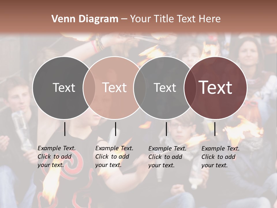 A Group Of People Sitting On Steps With Torches In Their Hands PowerPoint Template